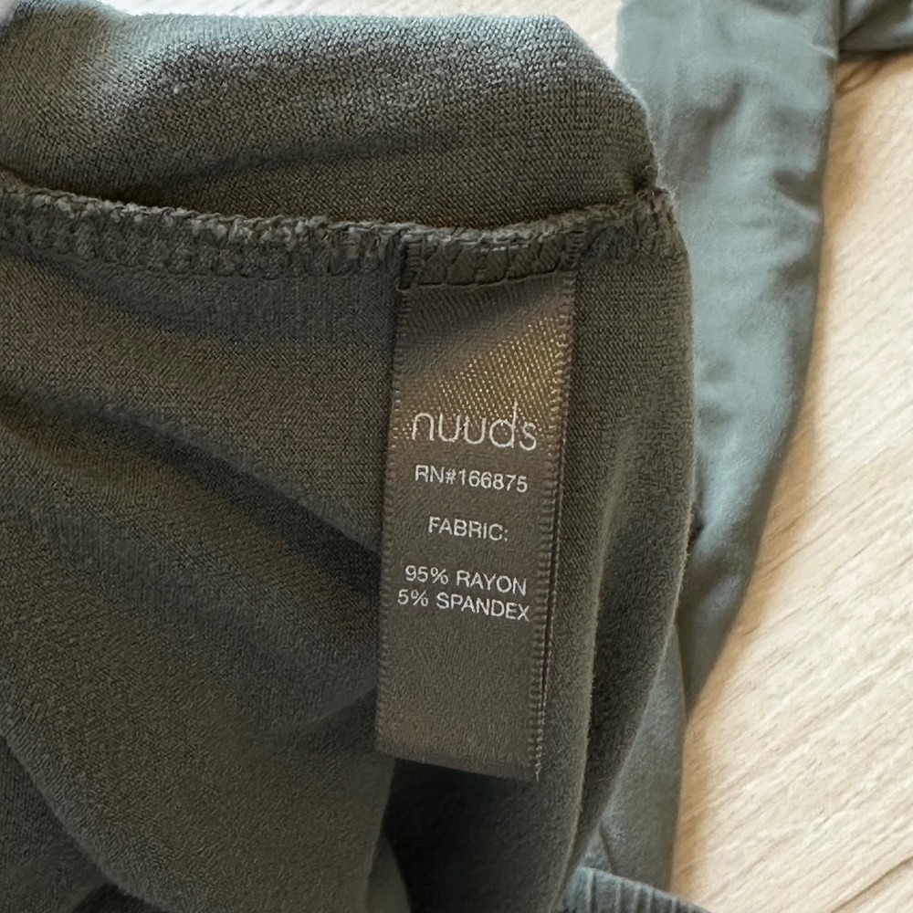 Nuuds Pajama Pants Wide Leg Rayon Drawstring Darkest Olive Lounge Relaxed Fit M - Picture 8 of 8